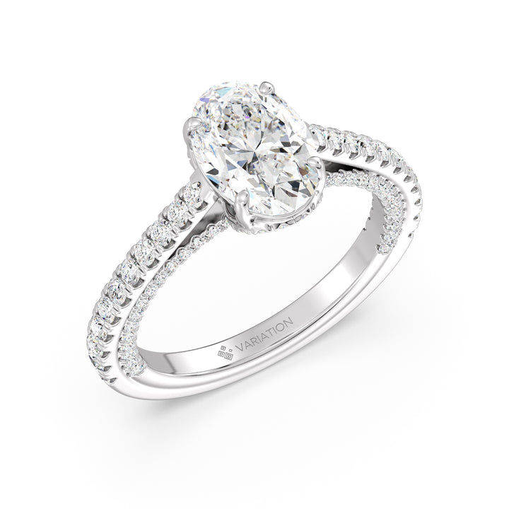 2 Carat Oval Hidden Halo Engagement Ring