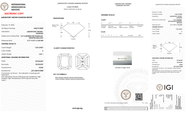 1,05 ct e color vvs1 променистий вирізаний лабораторний діамант - сертифікований IGI