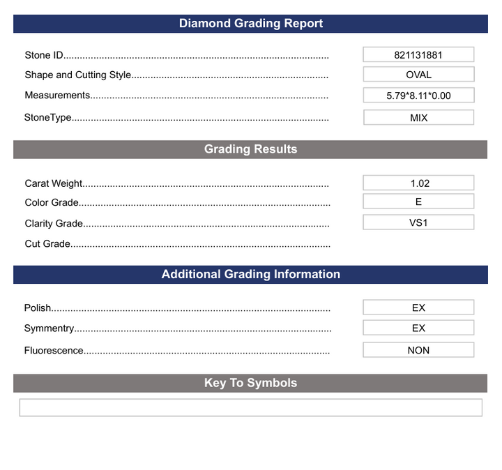 1.02 CT E Färg VS1 Oval Cut Lab -odlad diamant - Variation Certified