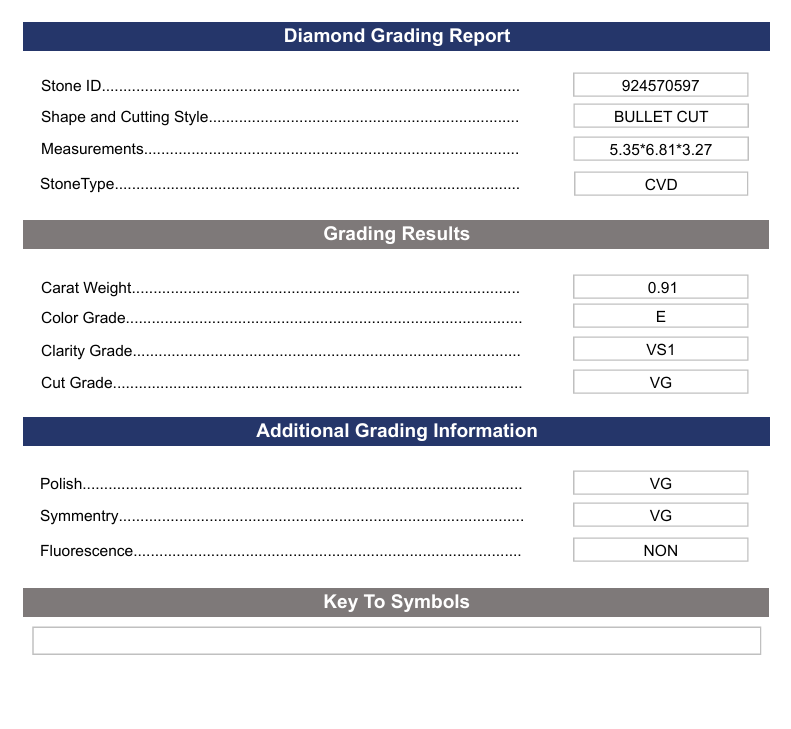 0,91 ct E -Farbe VS1 Bullet Cut Cut Cut Labor DIAMONT - Variation zertifiziert