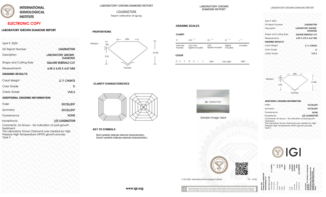 2.11 CT D Renk VVS2 SEEMERD KESİM LAB YÜKSELLİKLERİ - IGI Sertifikalı