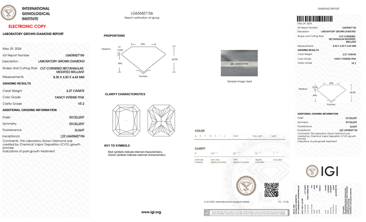 2.27 CT מפואר בצבע ורוד אינטנסיבי VS2 CREANIAN CUT CUT DIAMONDED LABROUN - IGI Certified