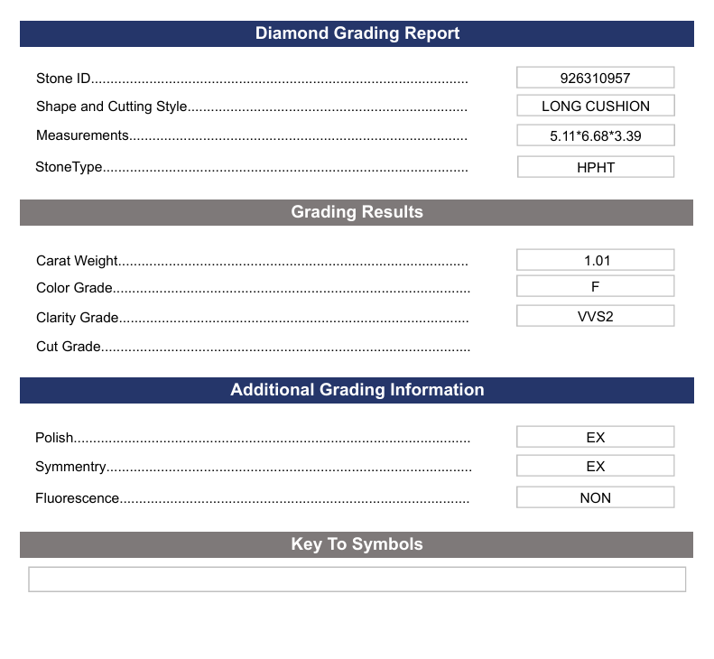 1.01 CT F COLOR VVS2 Long Cushion Cut Cut -bold -bold -bold - Variation Certified