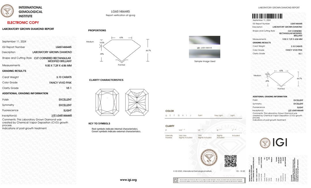 3.1 CT מפואר ורוד ורוד צבע VS1 CREANIAN CUT CUT DIAMONDED LABROUNE DIAMOND - IGI Certified