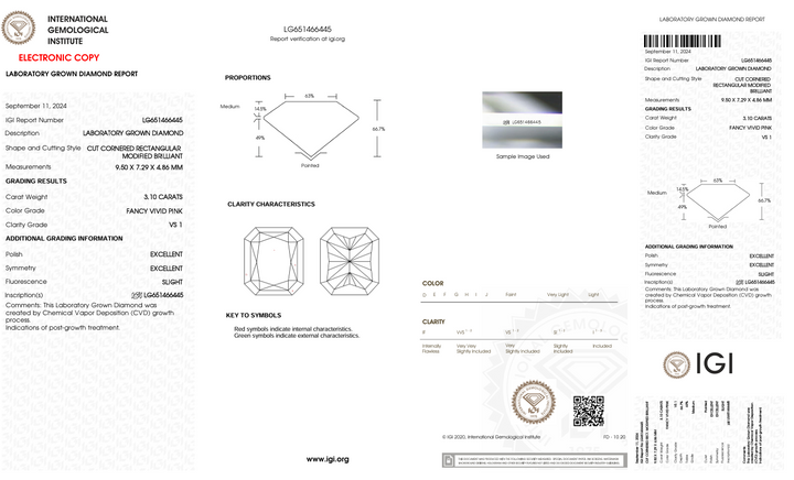 3.1 CT מפואר ורוד ורוד צבע VS1 CREANIAN CUT CUT DIAMONDED LABROUNE DIAMOND - IGI Certified