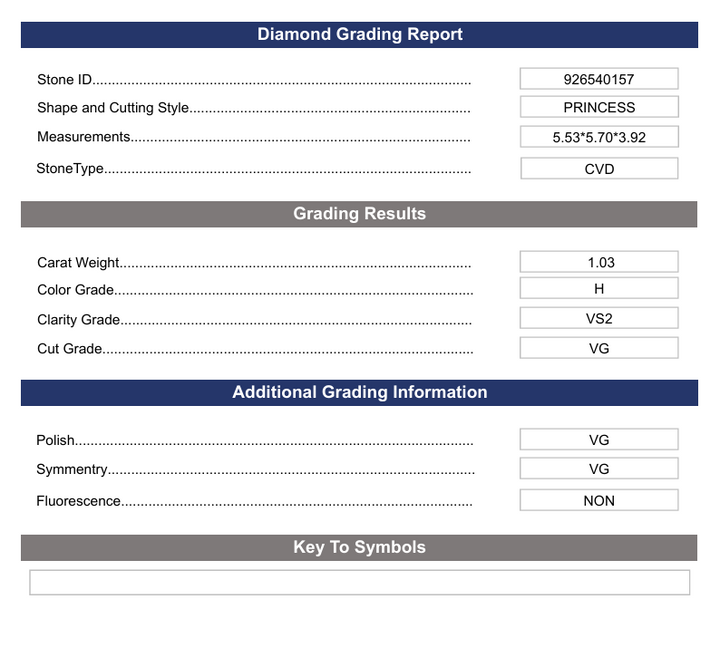 1,03 CT H Color VS2 Crinces