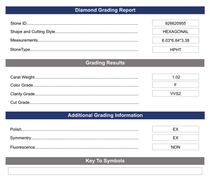 1,02 ct f Farb VVS2 Sechseckalal Cut Labor gewachsen Diamant - Variation zertifiziert