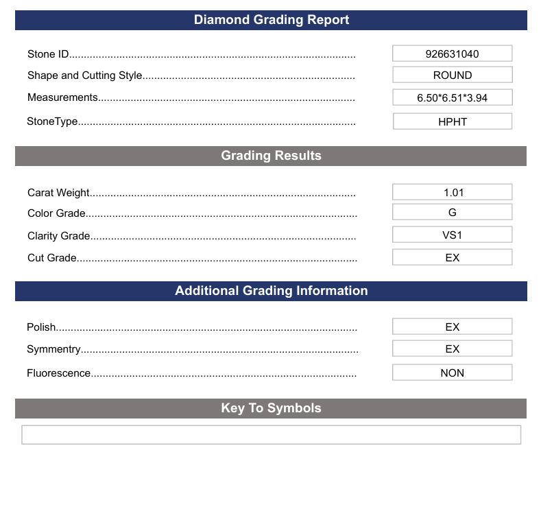 1.01 CT G COLOR VS1 Round Cut Cut -bold -bolding - Variation Certified