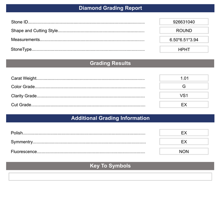 1.01 CT G COLOR VS1 Round Cut Cut -bold -bolding - Variation Certified