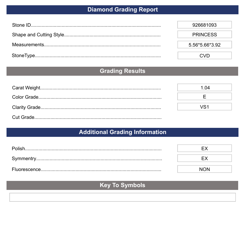 1.04 CT E RENK VS1 PRINCESS CUT LAB GÜNLÜK Pırlanta - Varyasyon Sertifikalı