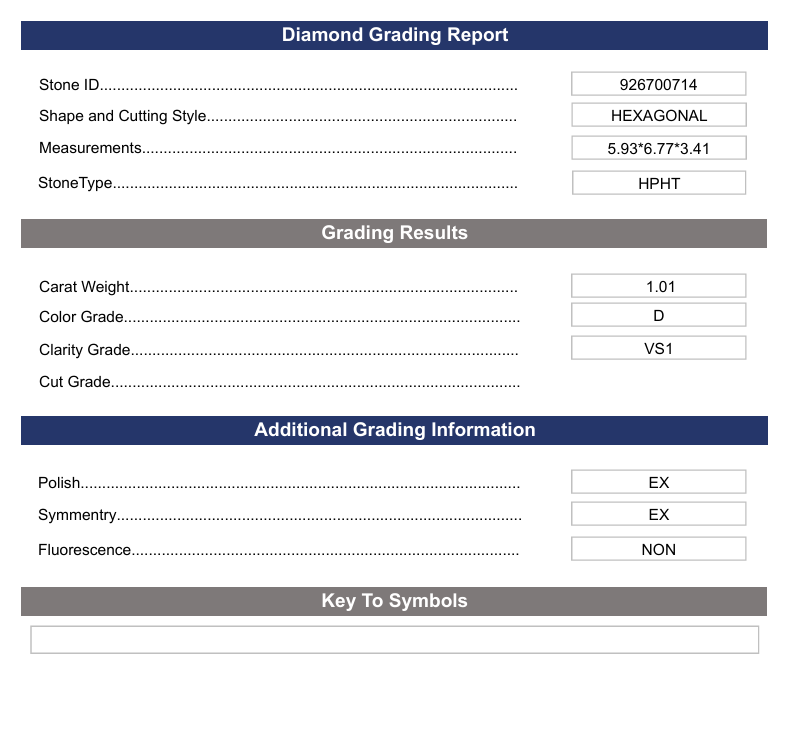 1,01 ct D -Farbe VS1 Sechseckalal Cut Labor DIAMAND - Variation Certified Certified