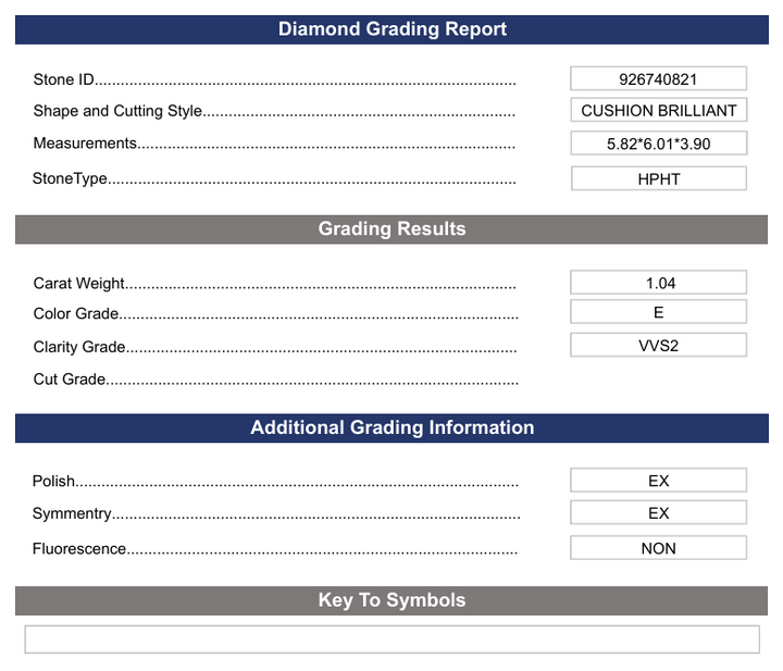 1.04 CT E Color VVS2 Cushion Brilliant Cut Lab-Grown Diamond - Variation Certified