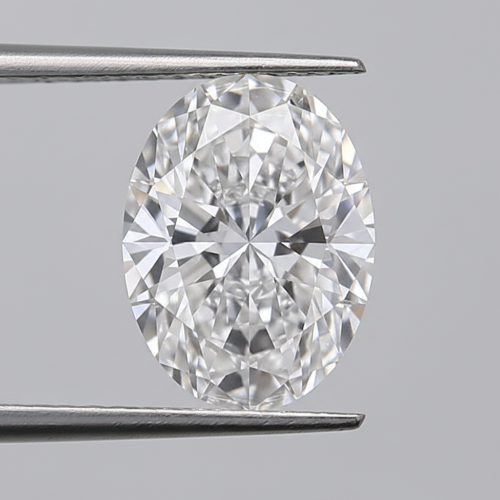 1,02 karaat ovaal geslepen laboratoriumdiamant, VVS2/D