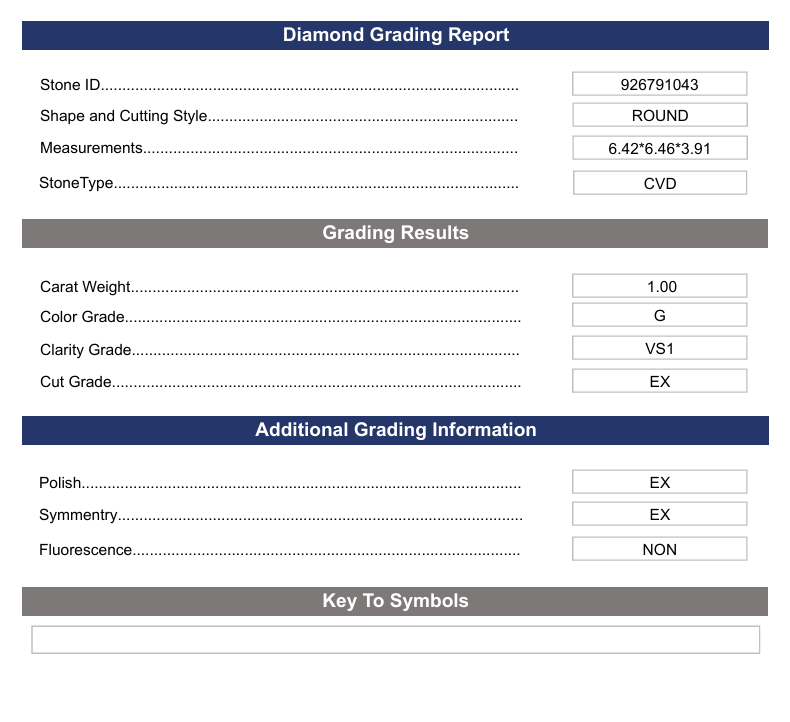 1.0 CT G Color VS1 Round Cut Barting Diamond - Variation Certified