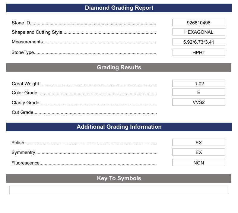 1,02 ct E -Farb VVS2 Sechseckalal Cut Labor gewachsen Diamant - Variation zertifiziert