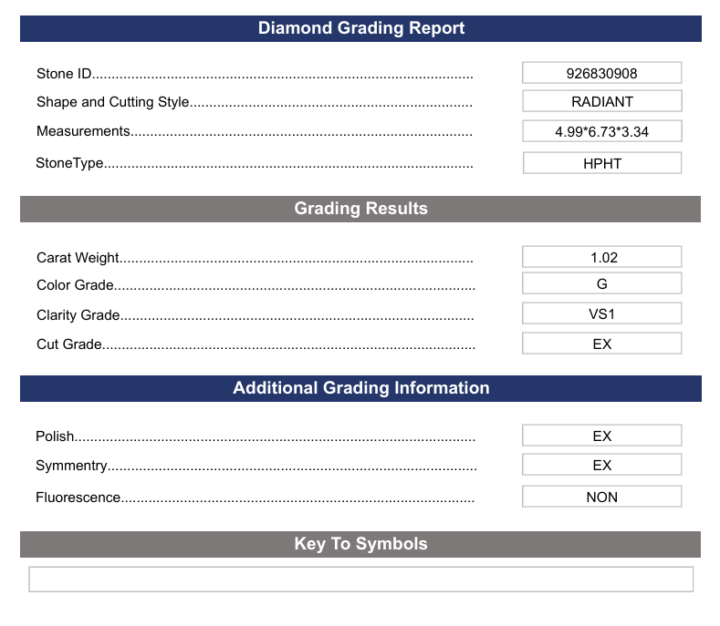 1.02 CT G Warna VS1 RADIANT CUT LAB DIAMOND - VARIASI BERSISI