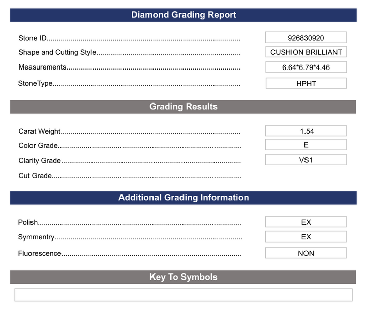 1.54 CT E Color VS1 Cushion Brilliant Cut Lab-Grown Diamond - Variation Certified