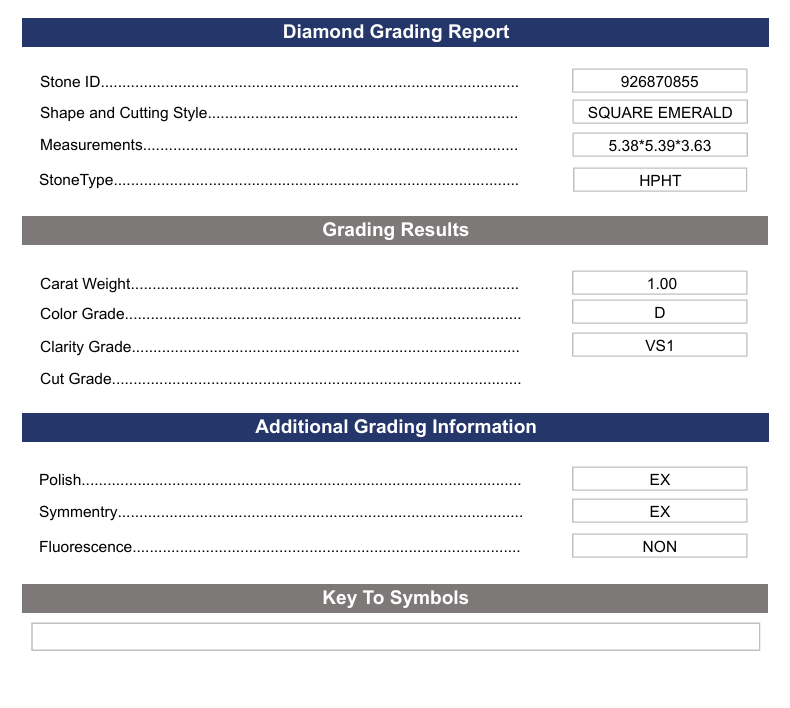 1,0 ct d warna vs1 square zamrud cut lab -grown Diamond - variasi bersertifikat