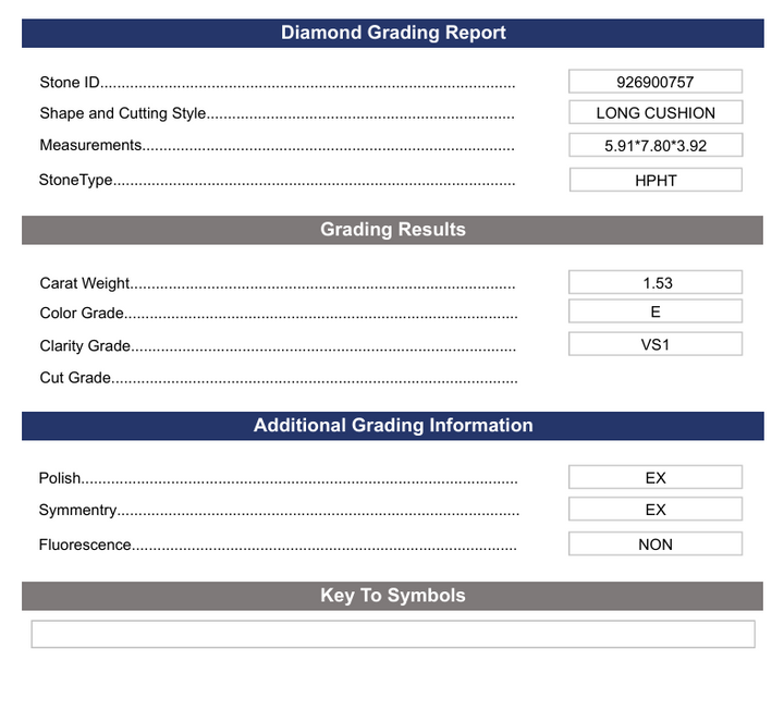 1.53 CT E RENK VS1 Uzun Yastık Kesme Laboratuar Growed - Varyasyon Sertifikalı