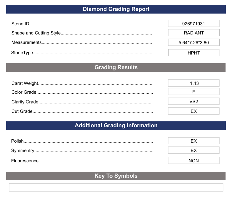 1,43 CT F COLOR VS2 RADIANT CUT LAB -dyrket diamant - Variation certificeret