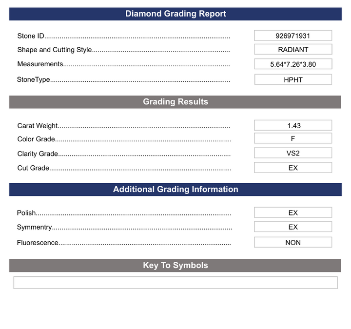 1,43 CT F COLOR VS2 RADIANT CUT LAB -dyrket diamant - Variation certificeret