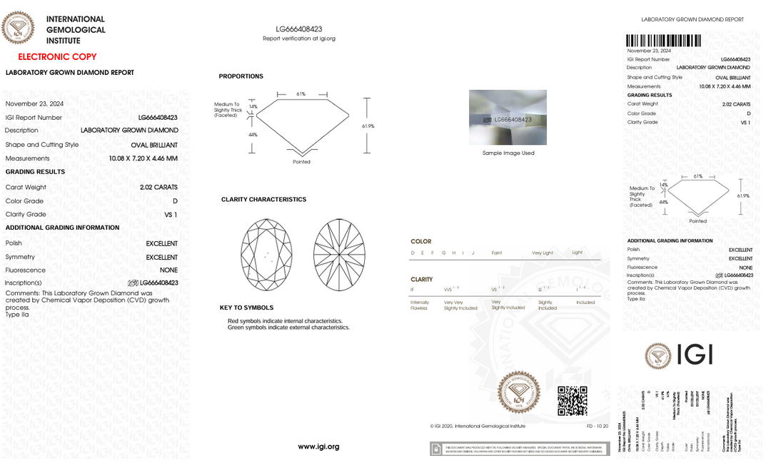 2.02 CT D Color VS1 OVAL CUT PRANCHED Diamond - IGI معتمد