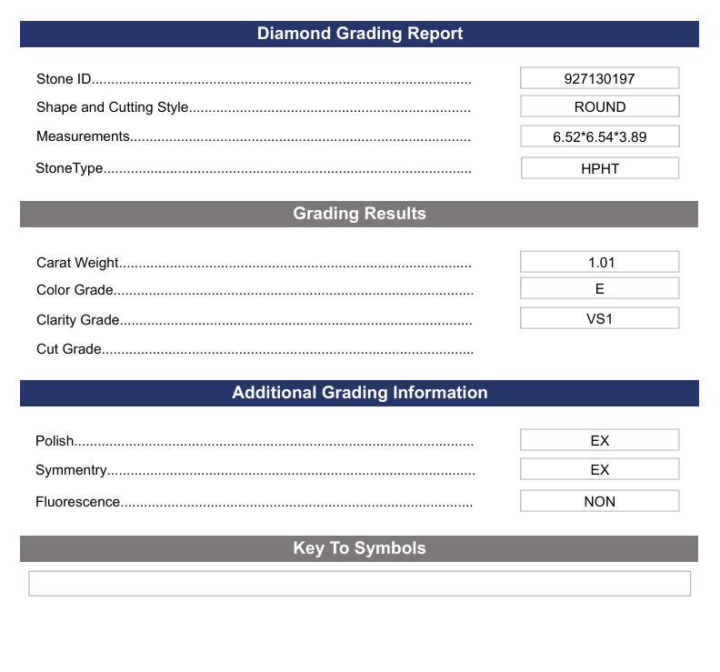 1,01 ct E -Farbe VS1 Runde geschnittenes Labor -Diamant - Variation zertifiziert