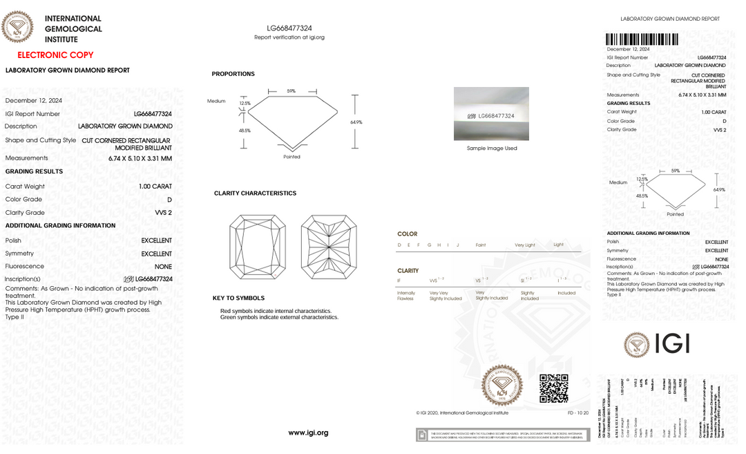 1.0 CT D Färg VVS2 Strålningskuret Lab -odlad diamant - IGI -certifierad