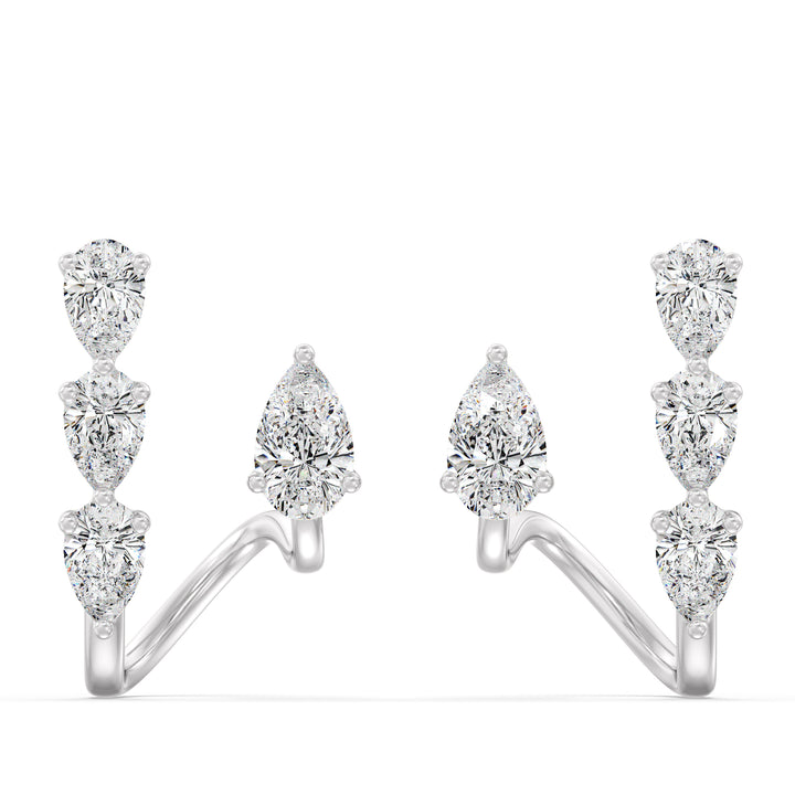 Pear Lab-Grown Diamond Stud Earrings in 18KT White Gold adorned with 8 sparkling pear-cut diamonds