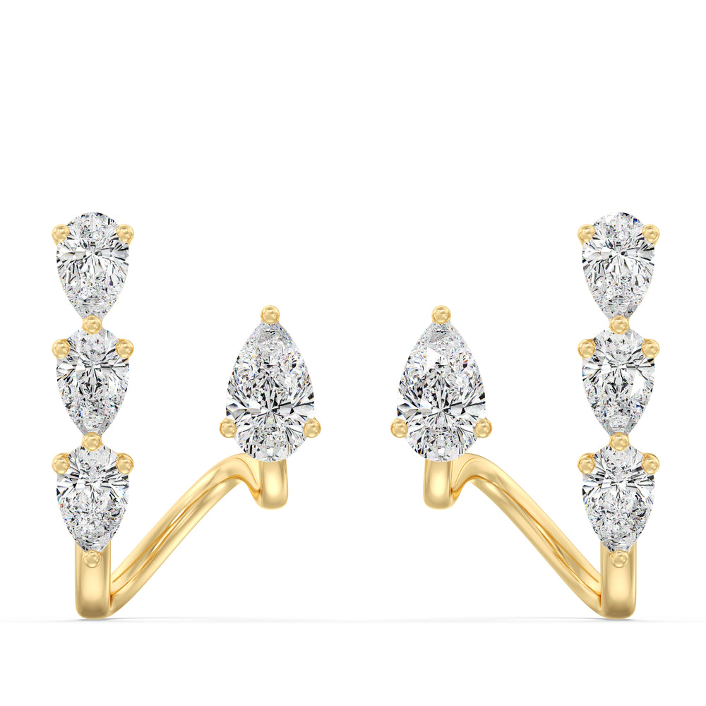 Pear Lab-Grown Diamond Stud Earrings in 18KT Yellow Gold featuring 8 pear-cut diamonds with exceptional brilliance.