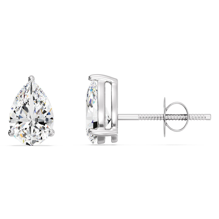 Pear Shaped Lab-Grown Diamond Stud Earrings with 18K White Gold Setting