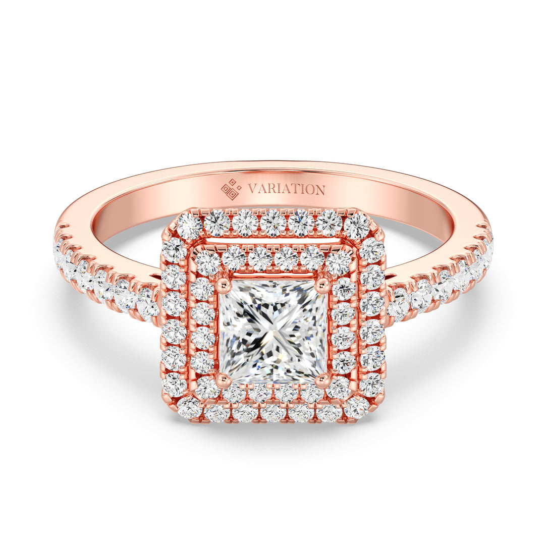 Princess Double Halo Engagement Ring