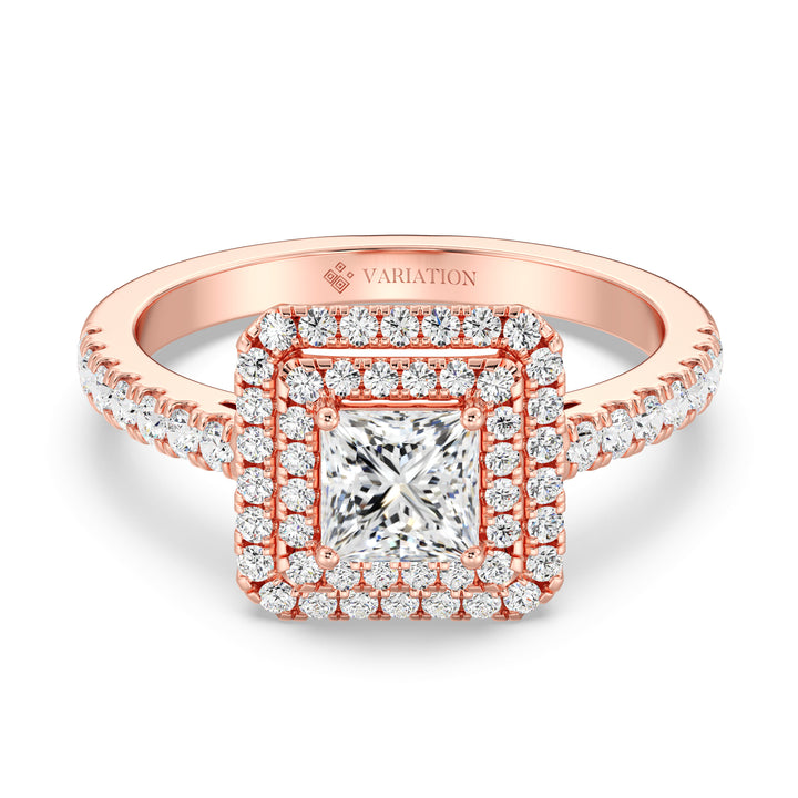 Princess Double Halo Engagement Ring