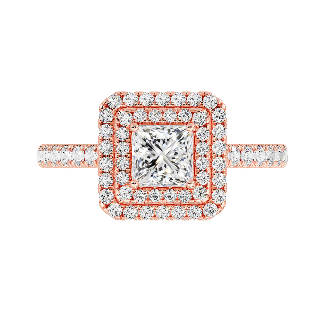 Princess Double Halo Engagement Ring