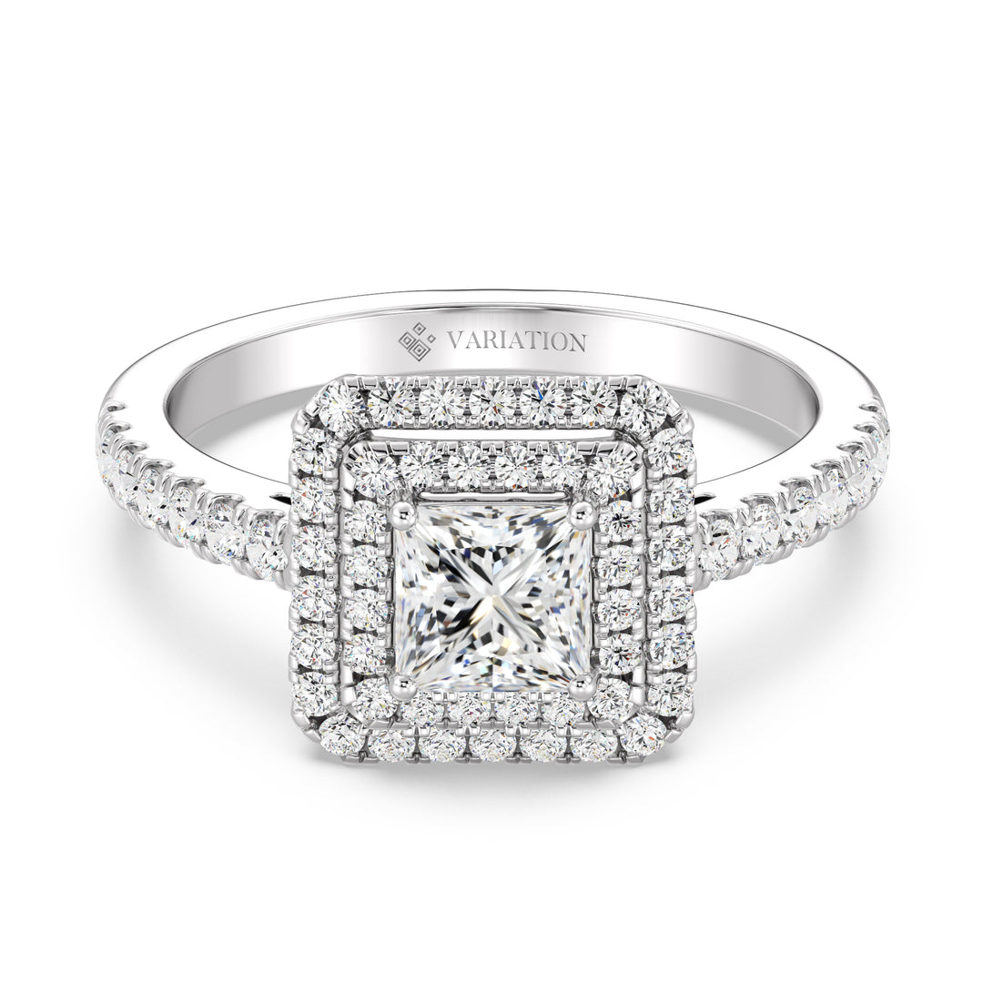 Princess Double Halo Engagement Ring