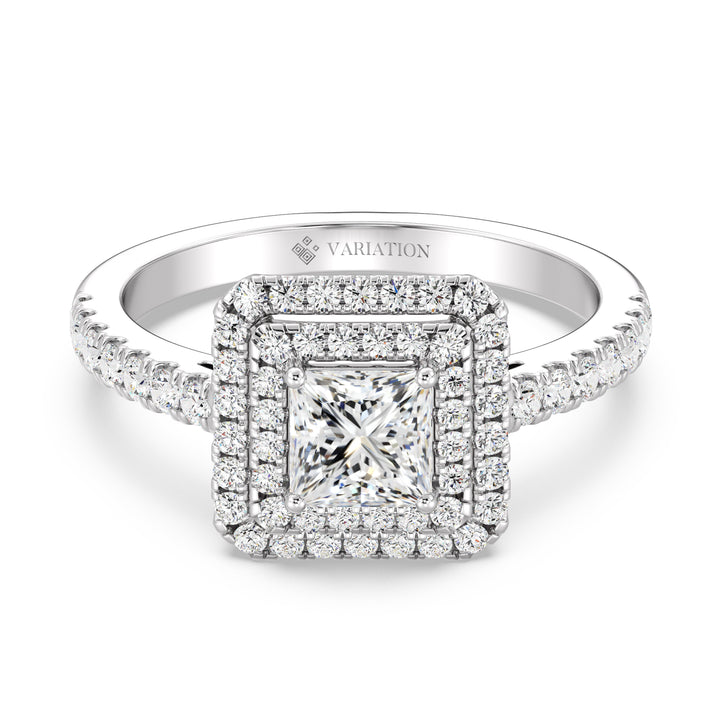 Princess Double Halo Engagement Ring
