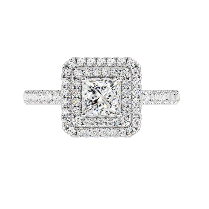 Princess Double Halo Engagement Ring