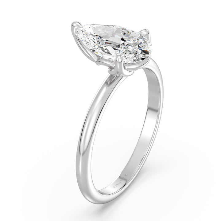 Elegant Pear Cut Lab Diamond Solitaire forlovelsesring i 18K gull tilgjengelig i 1, 2, 3 og 4 karatalternativer