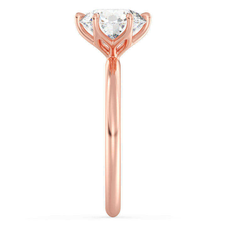 Tidløs 6-prong runde lab-dyrket diamant Solitaire Petal forlovelsesring i 18K gull