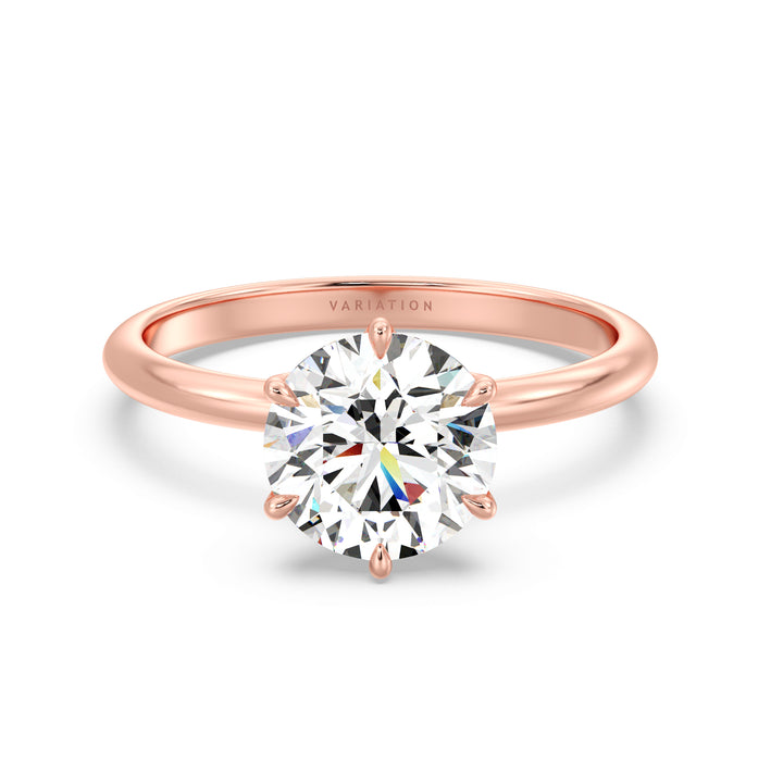 Tidlös 6-PRONG RUND LAB-GROWN DIAMOND SOLITAIRE Petal Engagement Ring in 18k Gold