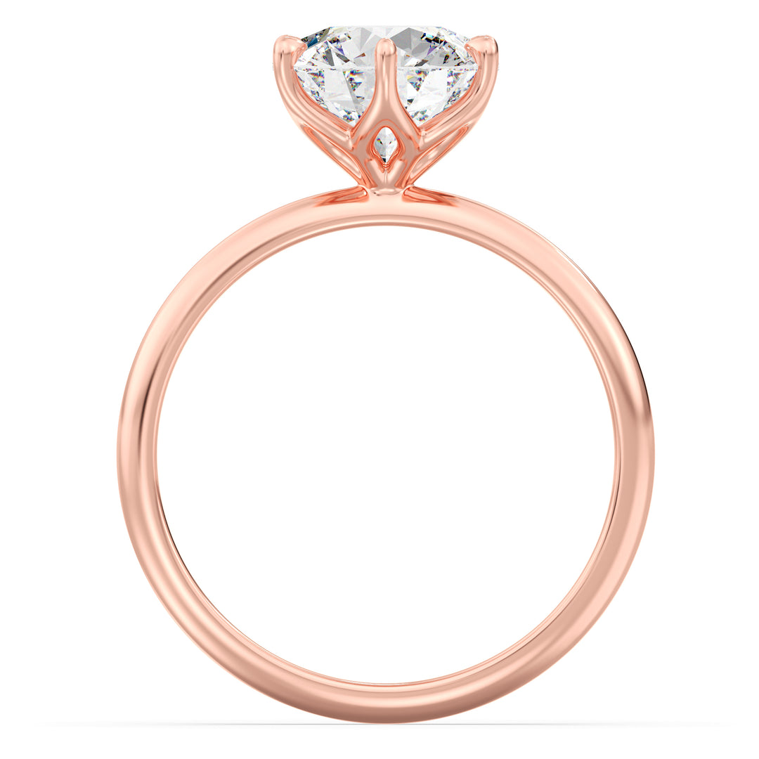 Timeless 6-Prong Round Lab-Grown Diamond Solitaire Petal Engagement Ring in 18K Gold