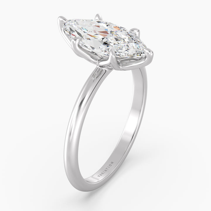 Classic 6-Claw Marquise Cut Lab-Grown Diamond Solitaire Ring in 18K Gold – Available in 1, 2, 3, and 4 Carats