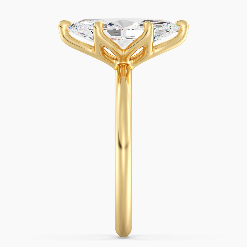 Marquise Cut Lab-Grown Diamond Solitaire Ring with 6-Claw Setting in 18K  Yellow Gold