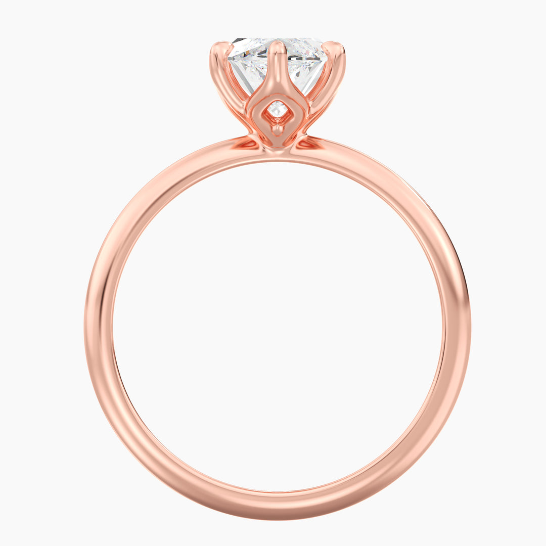 Klassisk 6-Claw Marquise Cut Lab-odlad diamantpolitaire-ring i 18K guld-tillgänglig i 1, 2, 3 och 4 karat