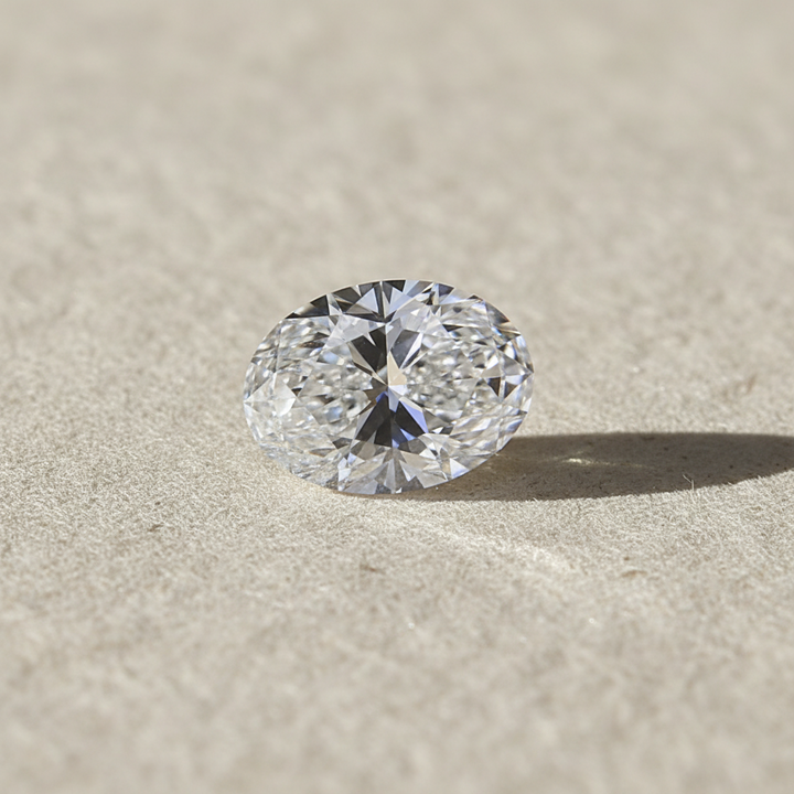 1,00 karaat ovale lab-grown diamant, VS2/D