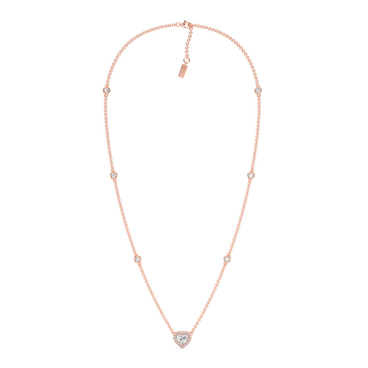 Rose Gold Necklace with Heart-Cut Lab-Grown Diamonds