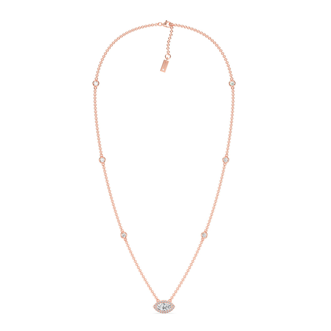 Rose Gold Necklace with Marquise-Cut Lab-Grown Diamonds