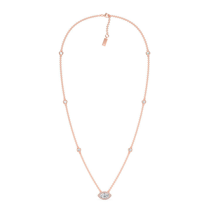 Rose Gold Necklace with Marquise-Cut Lab-Grown Diamonds