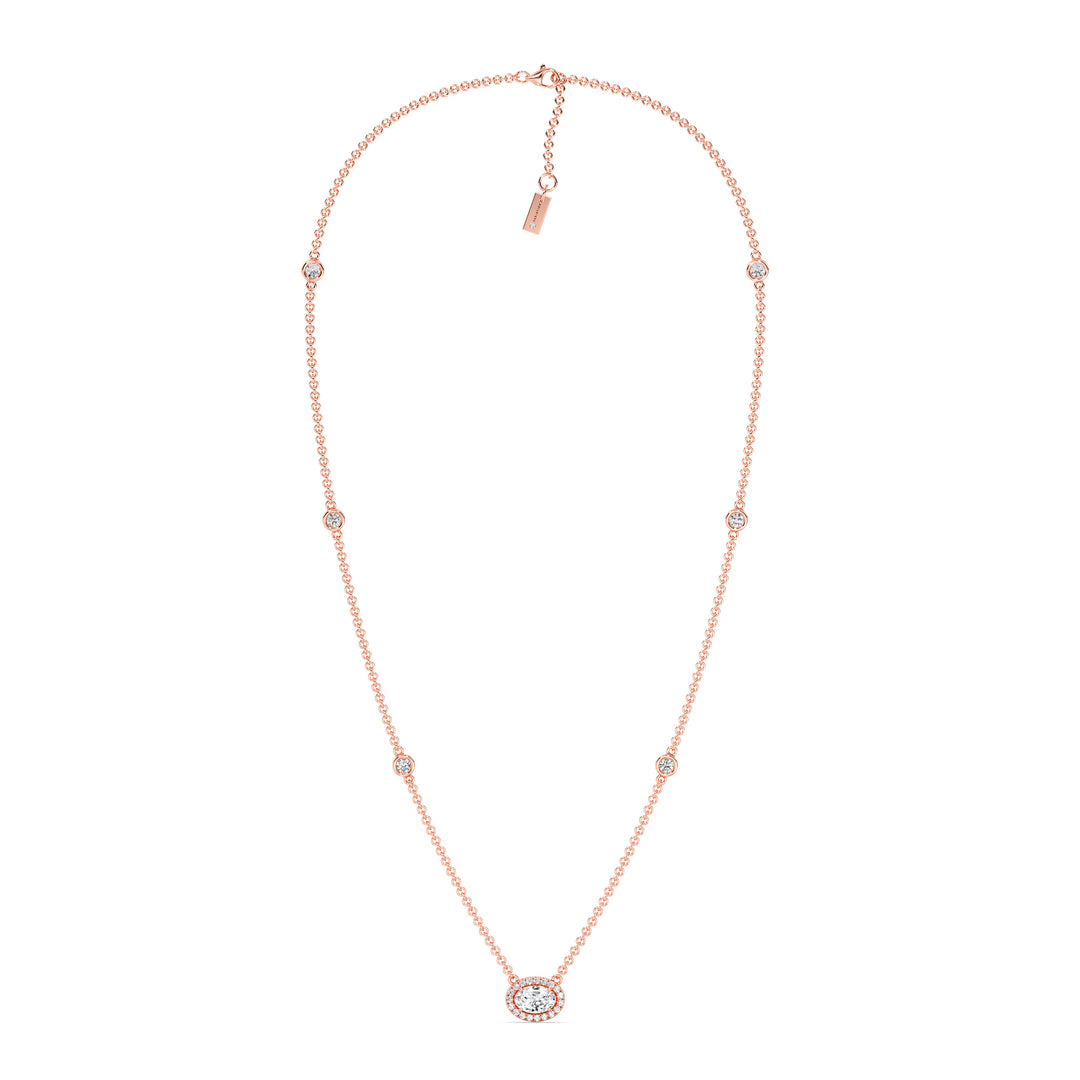 Rose Gold Necklace with Oval-Cut Lab-Grown Diamonds