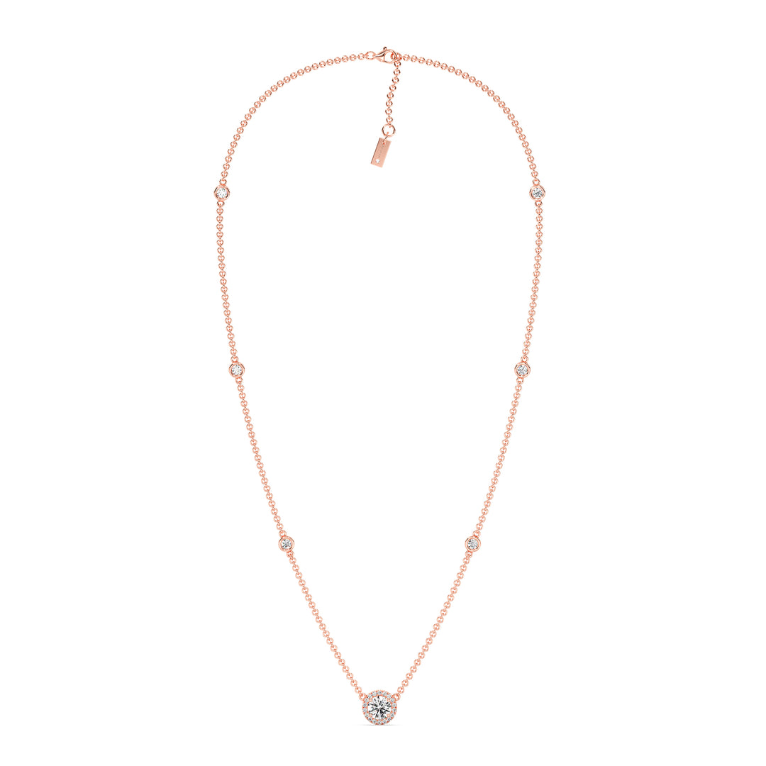 Rose Gold Necklace with Round-Cut Lab-Grown Diamonds